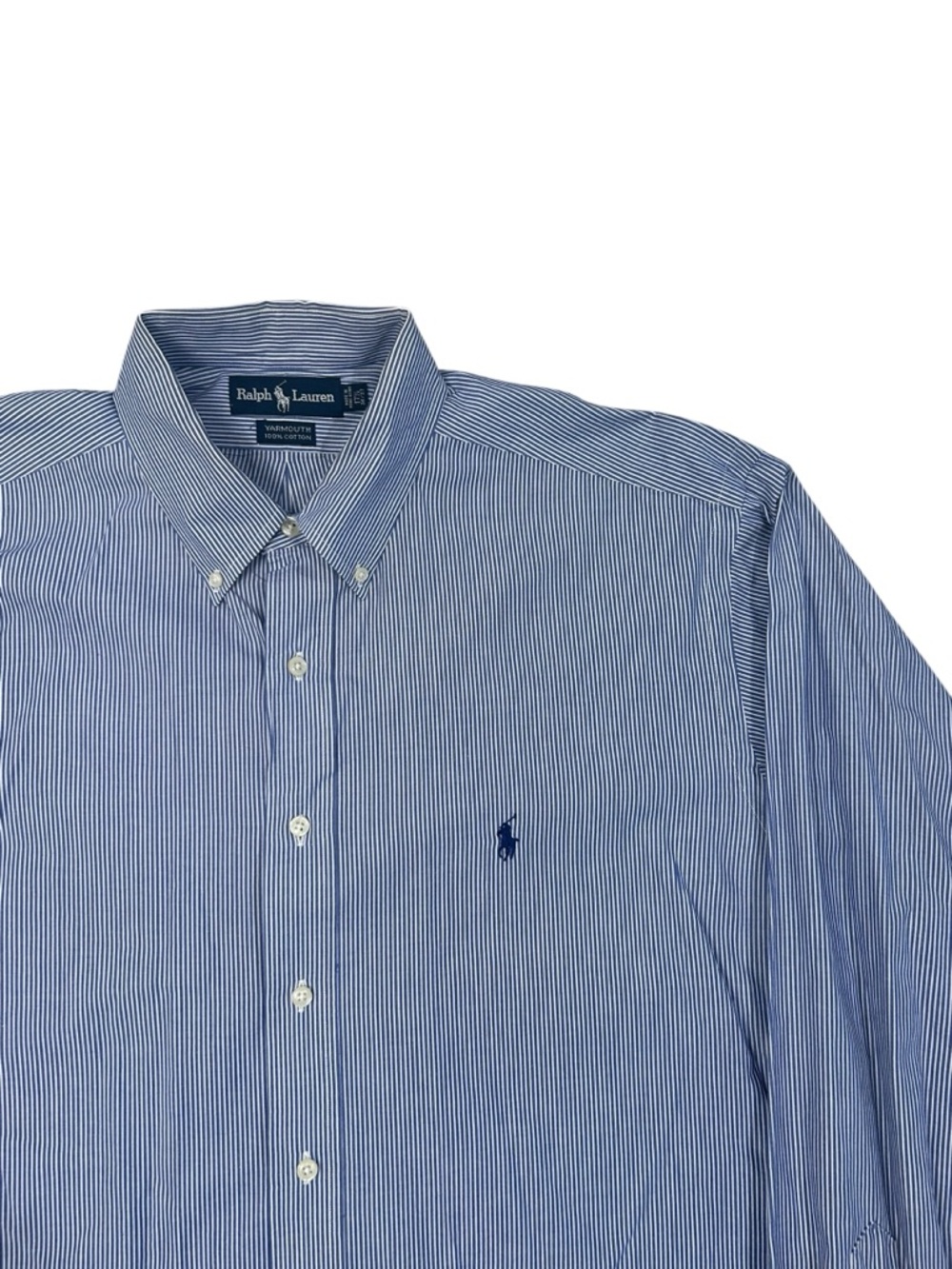 Ralph Lauren Yarmouth Navy & White Pinstripe Button-Down Dress Shirt 17.5/36-37